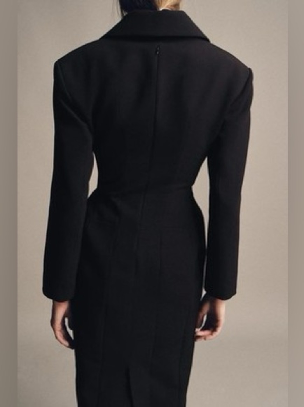 Zara Black Tailored Hourglass Midi Coat Dress – Back Zip – Size XS - Picture 9 of 10